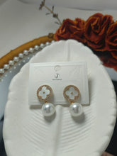 Clover Pearl Drop Style Earrings