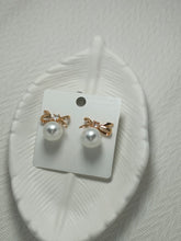 Bow Pearl Drop Shaped Earrings
