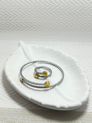 Twisted Stainless Steel Bangle + Ring