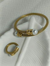 Luxury Pearl Gold Bangle + Ring