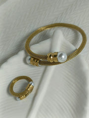 Luxury Pearl Gold Bangle + Ring