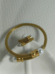 Luxury Pearl Gold Bangle + Ring