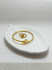 Golded Heart Bangle + Ring