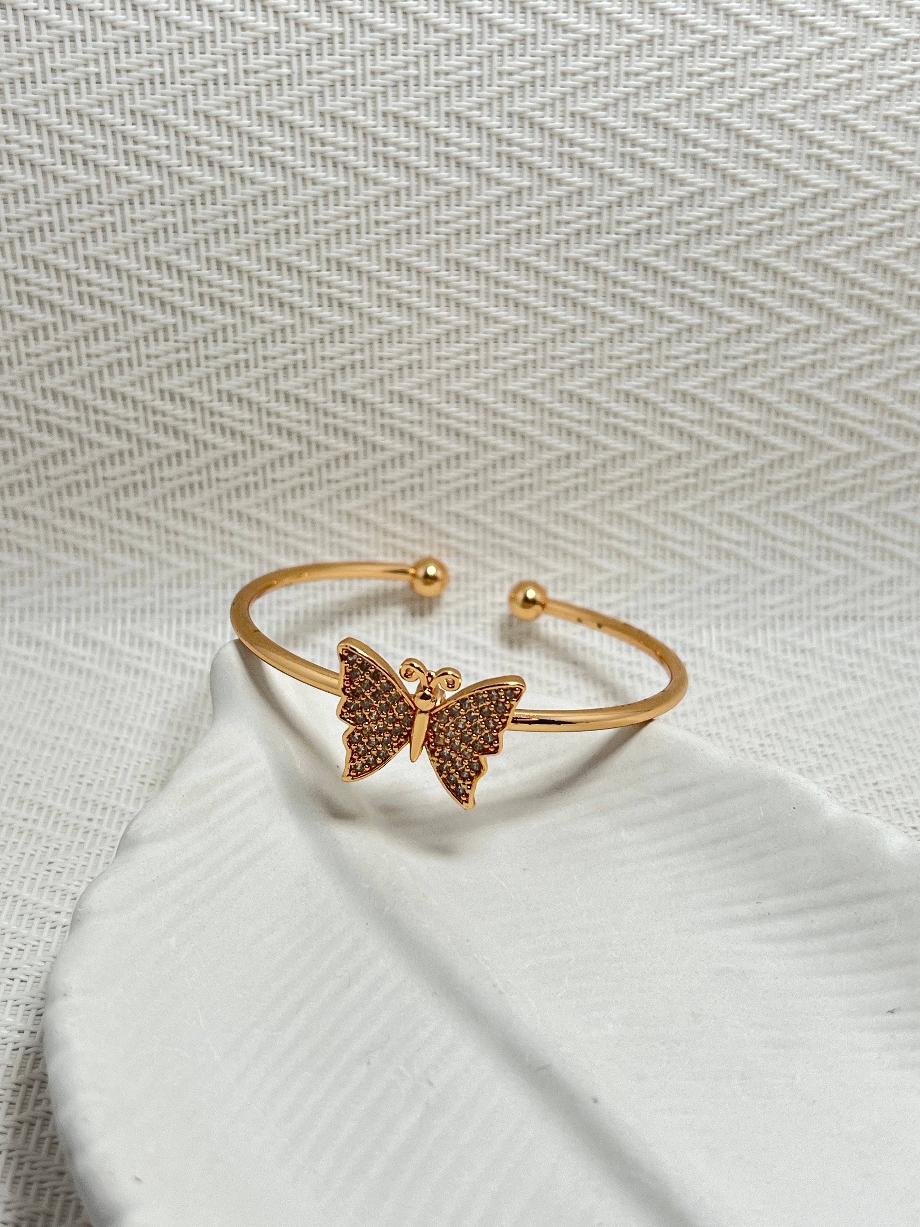 Gold Polished Butterfly Style Bangle