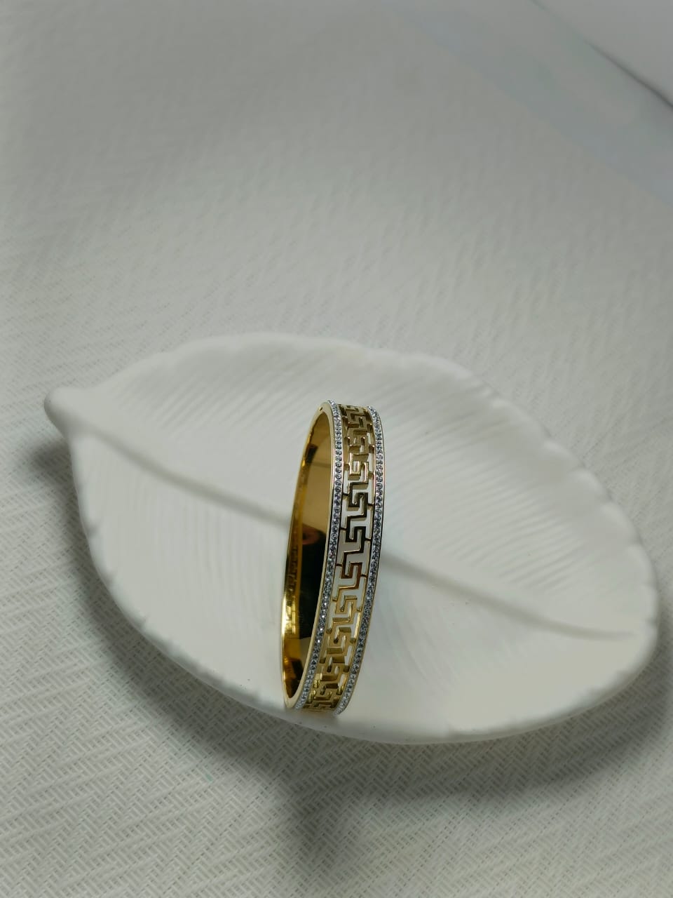 Gold Touched Zirconia Carve Cuff